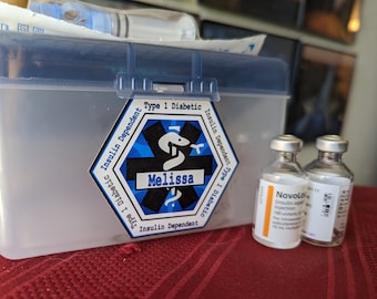 Personalized Diabetic Stickers: Pencil Box & Note Card Container Decals