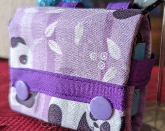 Handmade Purple Panda Insulin Pump Case with Snaps