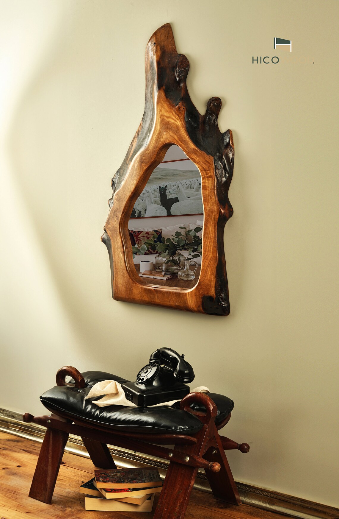 LİVE EDGE MİRROR, Walnut Wood Mirror, Bronze Color Mirror, Smoked Color ...