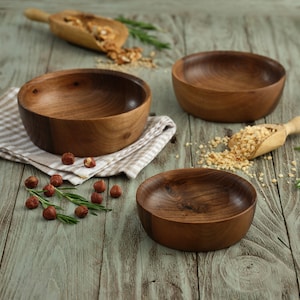 NATURAL WOOD BOWL, Walnut Wood Bowls, Wooden Snack Bowl, Aesthetic Bowls, Beautiful Solid Wood Stylish Tableware Bowl, Serving Food Bowl