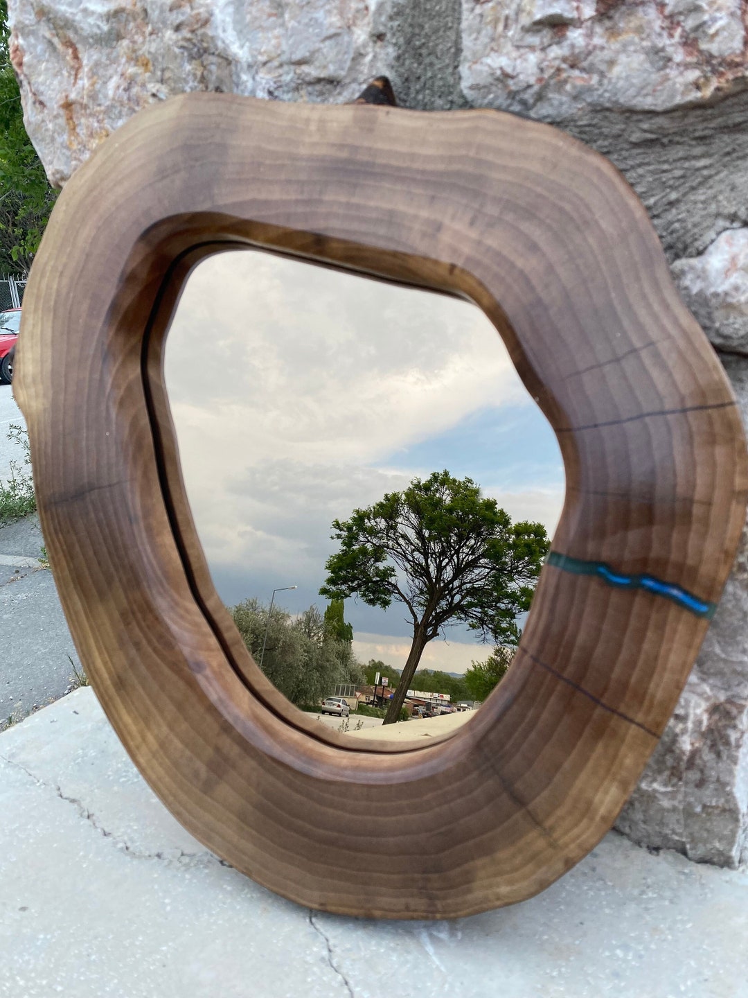 WALNUT WOOD MIRROR, Bronze Color Mirror, Smoked Color Mirror, Normal