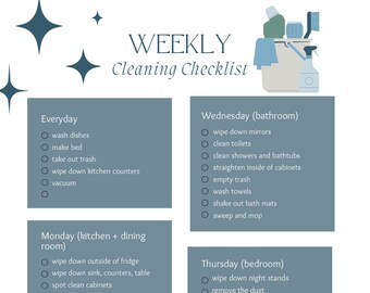 Weekly Cleaning Schedule Floral Theme Printable - Etsy