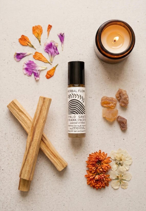 Palo Santo and Frankincense Essential Oil Roller | Aromatherapy, sacred oils, grounding, self-care