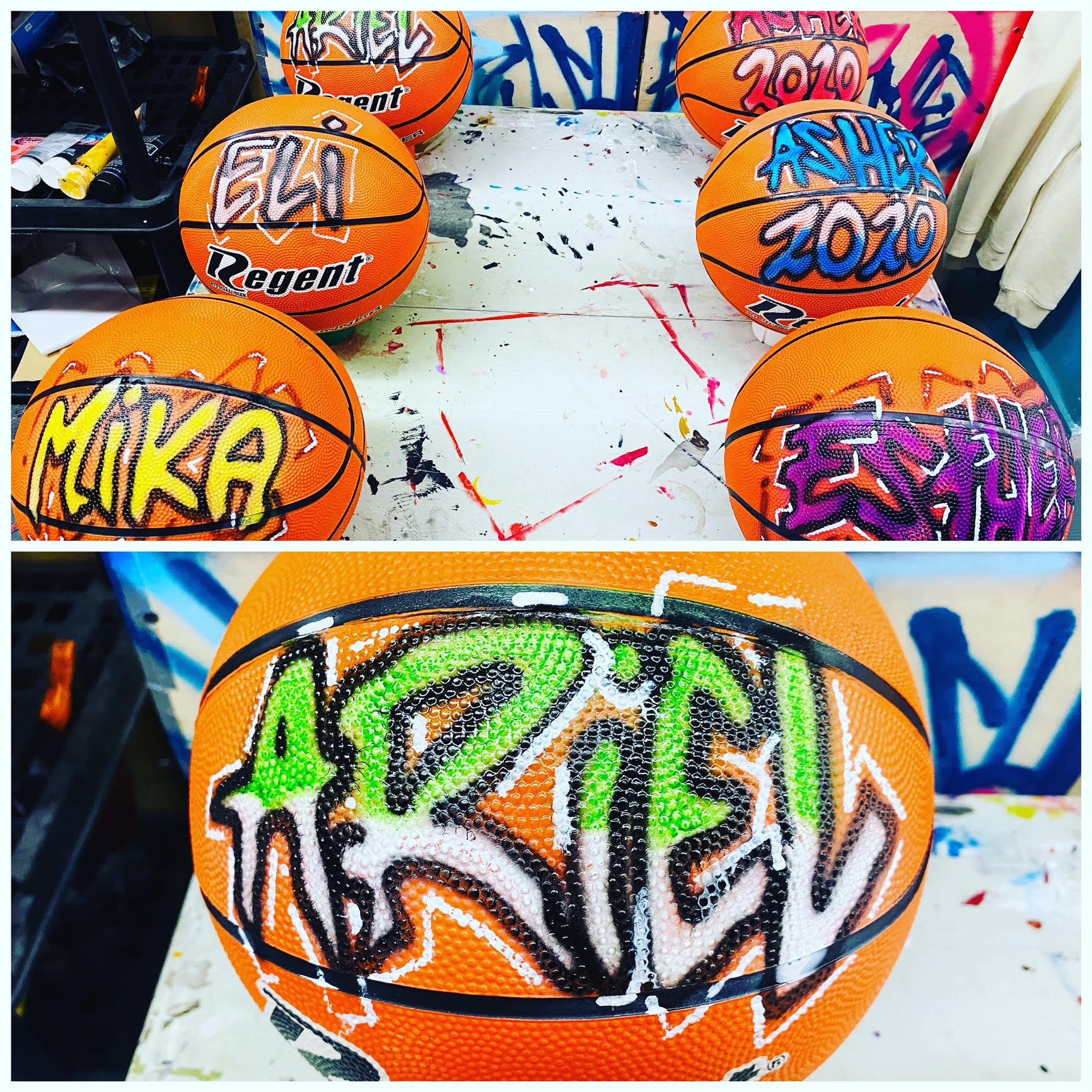 Custom Airbrush Basketball With Your Name, Graffiti Style Custom