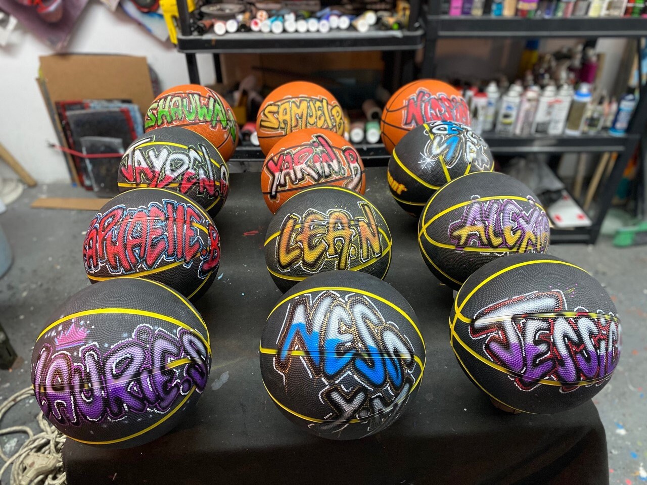 Custom Airbrush Basketball With Your Name, Graffiti Style Custom