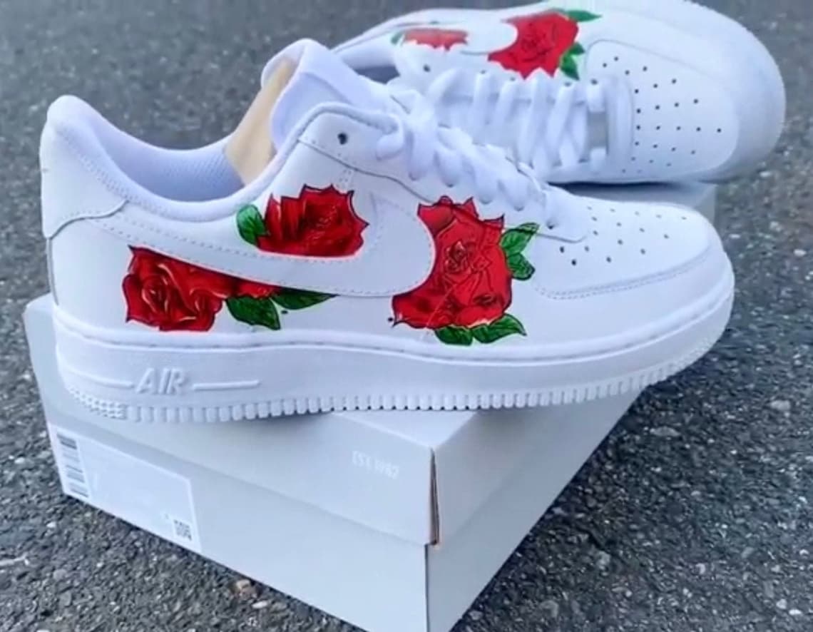 Nike Air Force 1 / Custom Red Roses / All Shoe Sizes Available | Etsy