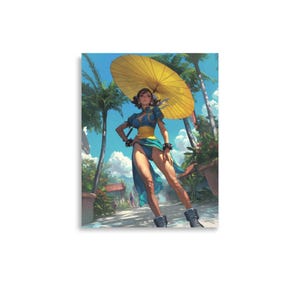 Chun Li Street Fighter Beach Anime Matte Paper Poster