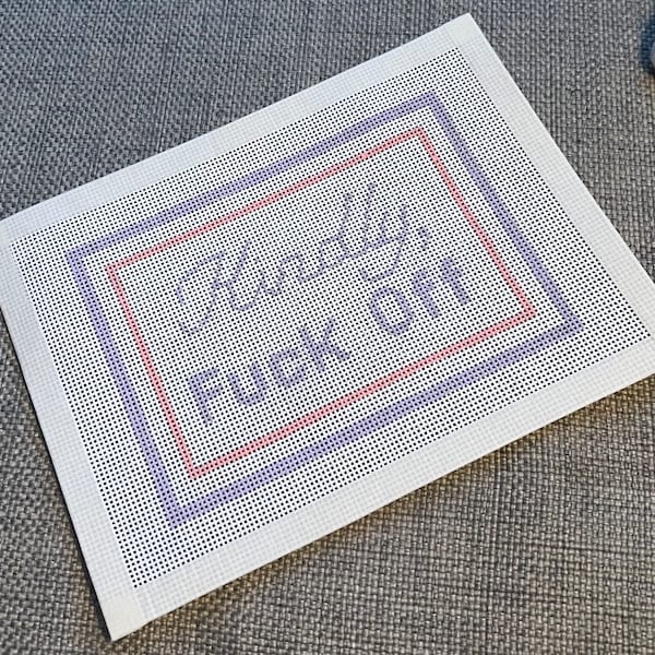 Kindly, Fuck Off - Needlepoint Canvas - 13in Mesh - Hand Painted - 5 X 7 Inches