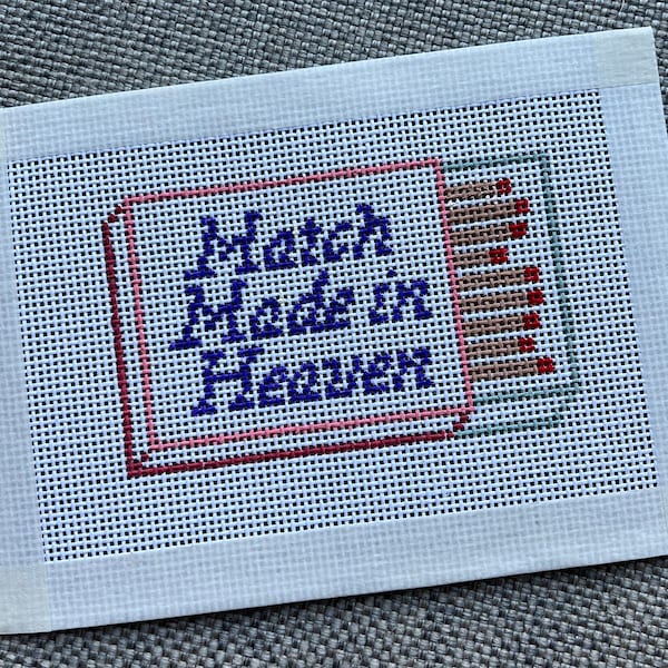 Match Made in Heaven - Needlepoint Canvas - 13in Mesh - Hand Painted - 4.5 X 2.75 Inches