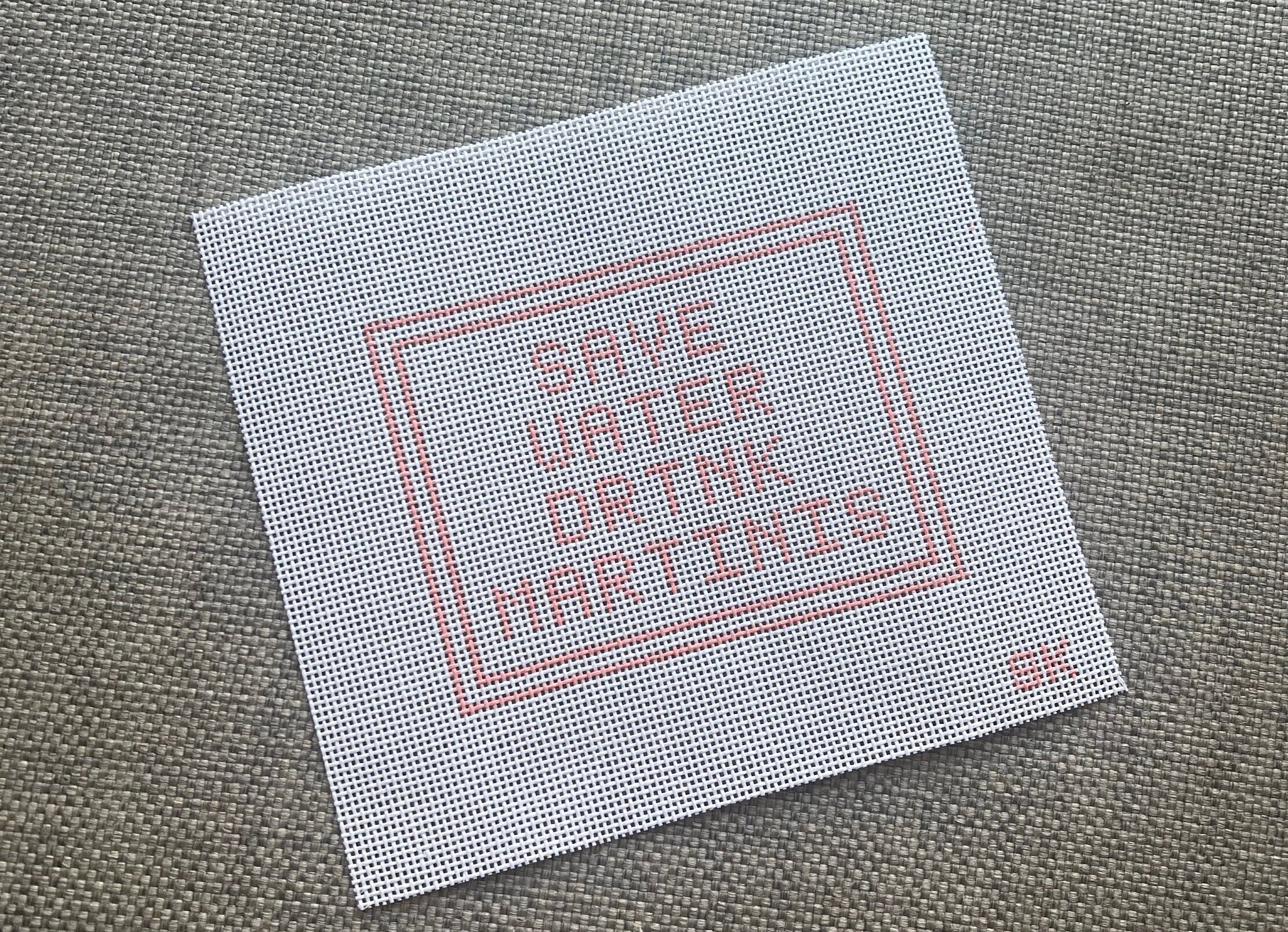 Save Water Drink Martinis Needlepoint Canvas 13in Mesh Hand Painted 5.