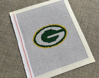 Packers Football Logo - Needlepoint Canvas - 13in Mesh - Hand Painted - 2.5 X3.75 Inches