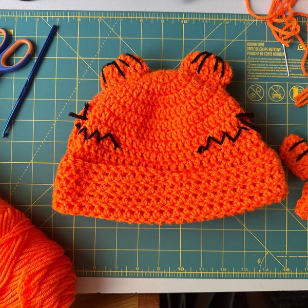 Garfield Crochet Unisex Beanie - Garfield, Lasagna, Vintage, Handmade Crochet Hat, Cute Fan Merch, Cat & Garfield Lover Gift Ideas