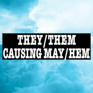 They/Them Causing May/Hem Funny Bumper Sticker | Pride Month, LGBTQ+ Owned Business