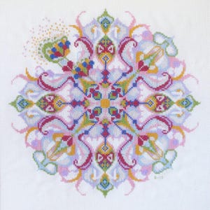 Mandala “Primrose” | Embroidery Cross Stitch Pattern | Instant Download for DMC floss | Instant Download | 12,5” diameter