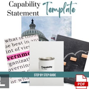 Peut inclure: Une boîte de peinture blanche avec le mot "Capability" imprimé dessus. La boîte est posée sur une surface blanche. L'image comprend également un tableau noir avec un dessin à la craie blanche d'un escalier à trois marches. Les marches sont étiquetées avec trois petits morceaux de ruban rectangulaires. L'image comprend également une page de dictionnaire avec le mot "gouvernement" mis en évidence en rose.