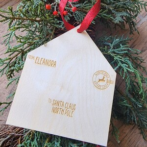 Carta para enfeite de Natal do Papai Noel, lista de desejos infantis, enfeite personalizado gravado em madeira, Natal querido Papai Noel, carta do Pólo Norte, laser
