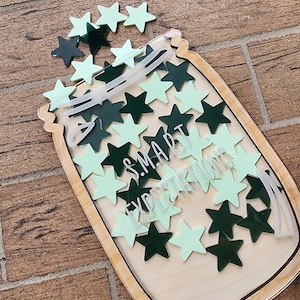 Tarro de recompensas con estrellas, tarro de recompensas para el aula 2025, regalo para maestros, fichas de estrellas personalizadas, cuadro de tareas, sistema de recompensas para niños, tarro de pizarra