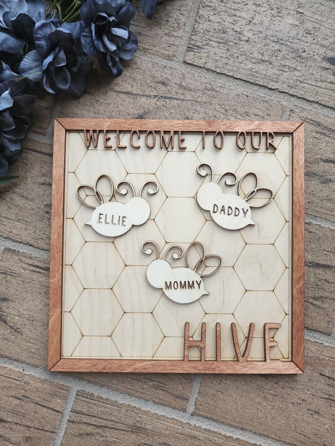 Family Sign, Custom Bee Family Sign, Welcome to Our Hive, Laser Cut ...