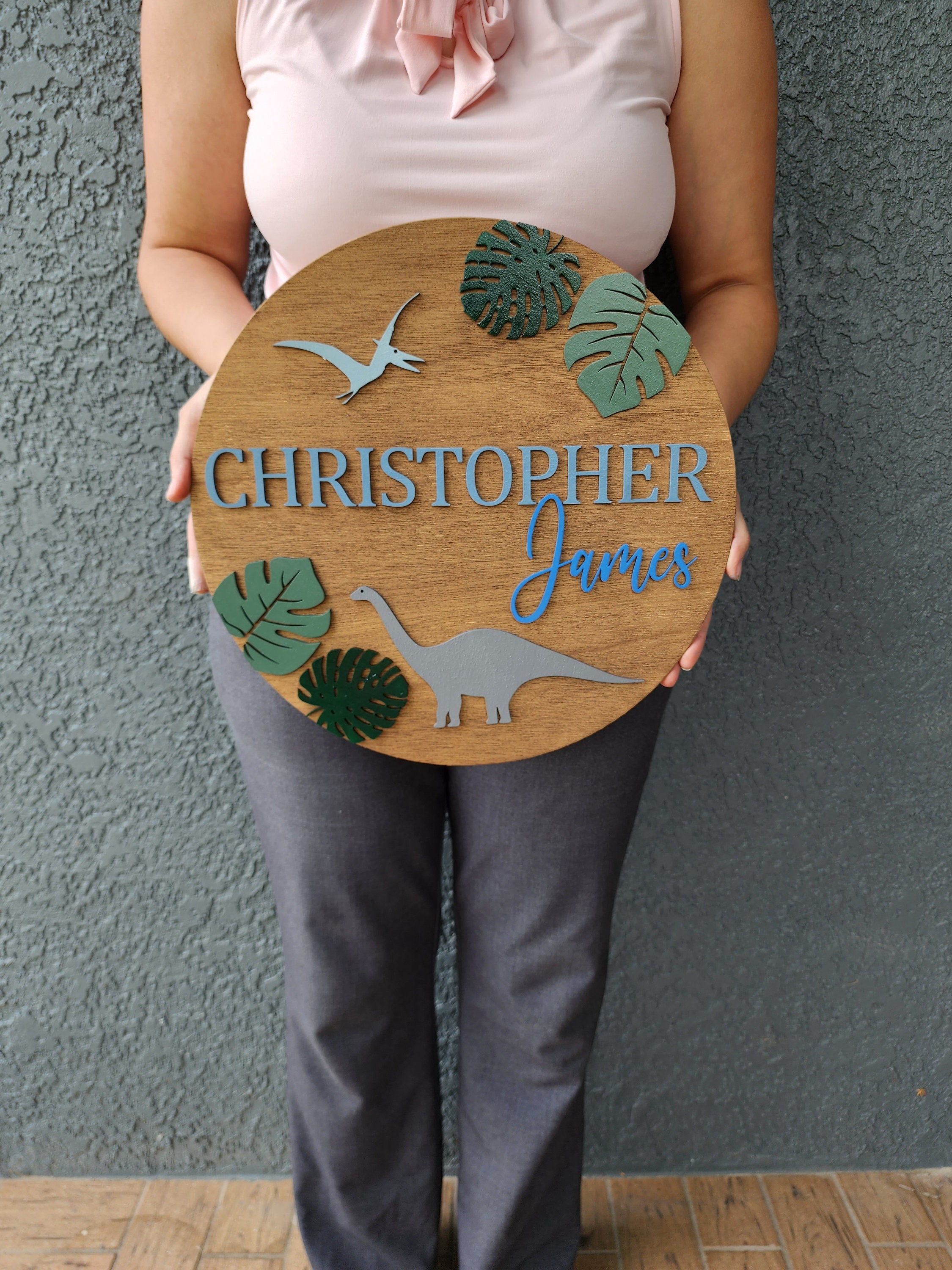 Dinosaur Nursery Name Sign, Dino Room Decor, Baby Boy Name Announcement ...