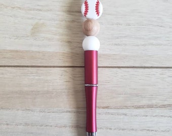 Bead Pen, Sports, Baseball, Softball, Beadable Pen, Ballpoint, Beaded Pen, Refillable, Pens, Office Gift, Coworker Gift, Boss Appreciation