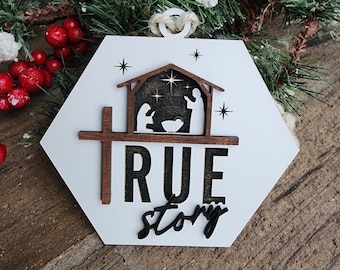 Christian Christmas Ornament, True Story, Baby Jesus, Tree Decor, Gift for Pastor, Religious Ornaments, Jesus Christmas Ornaments