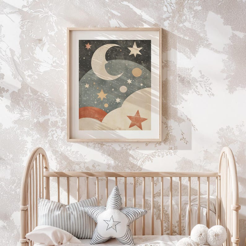 Celestial Nursery Wall Art, Whimsical and Educational Nursery Painting ...
