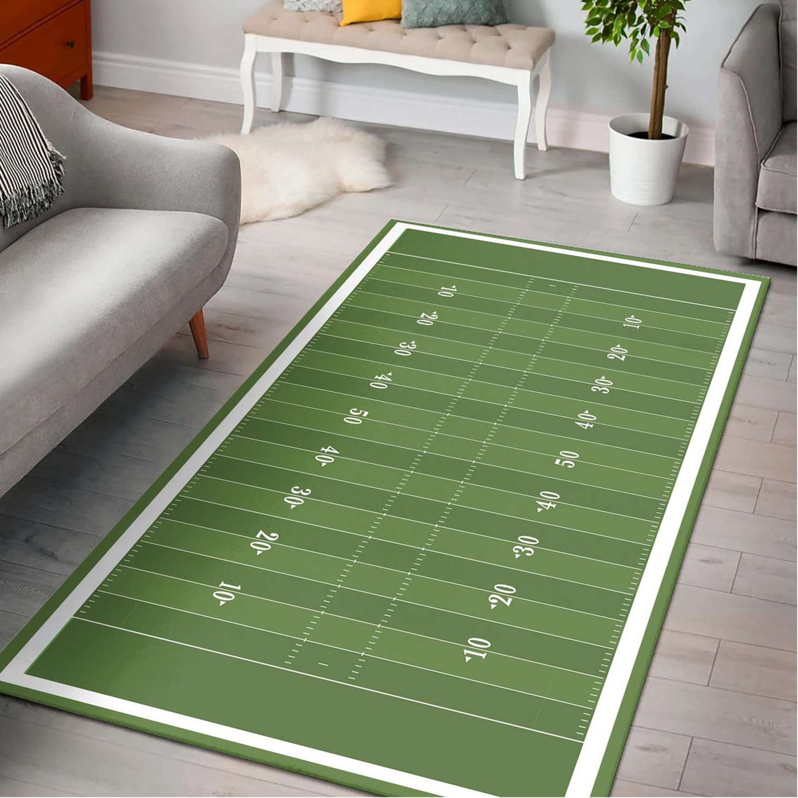 Custom Football Field Rug for Your Room Custom Logo Team Etsy