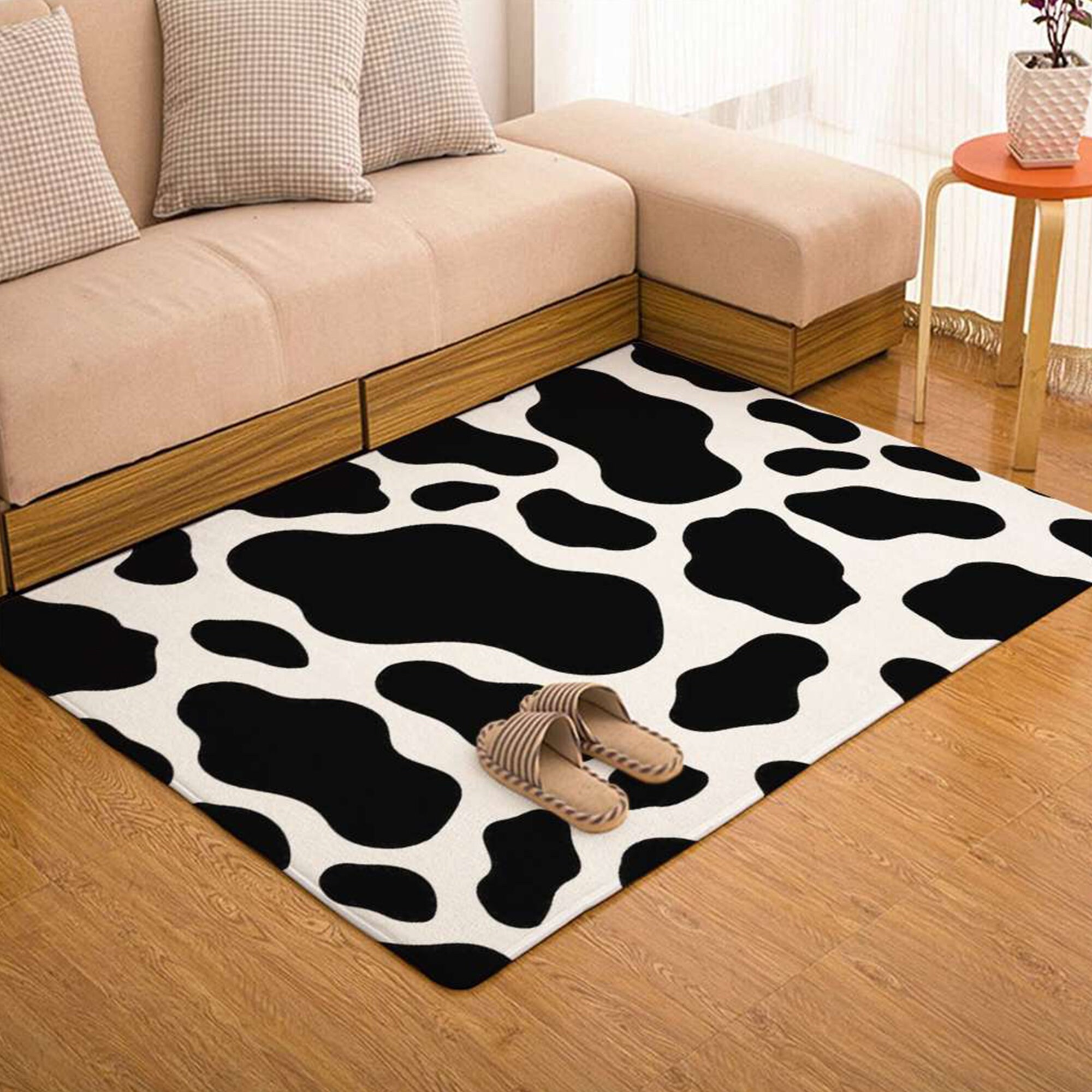 Cow Print Area Rugs faux Cowhide Rugs Spotted White and Etsy
