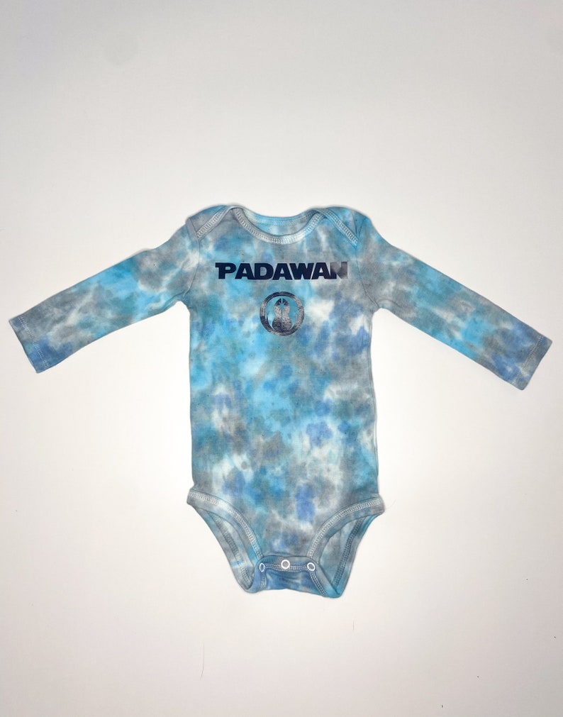 Star Wars Padawan ShortLong Sleeve Tie Dye Baby Onesie Baby Shower Gift Hand-Dyed Baby Onesie Bodysuit GrayBlue
