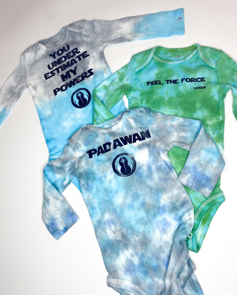 Star Wars Padawan ShortLong Sleeve Tie Dye Baby Onesie Baby Shower Gift Hand-Dyed Baby Onesie Bodysuit GrayBlue