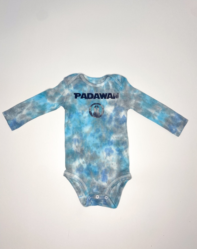 Star Wars Padawan ShortLong Sleeve Tie Dye Baby Onesie Baby Shower Gift Hand-Dyed Baby Onesie Bodysuit GrayBlue