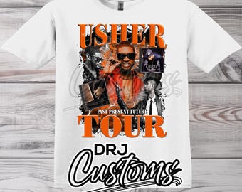 Pasado, presente, futuro png, diseño de camiseta de Usher, listo para imprimir, diseño imprimible, artista de hip hop, rapero, camiseta de rap, diseño de R&B, 300 dpi