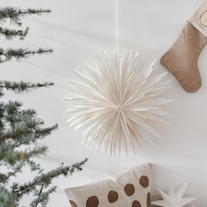 Stella di carta fiocco di neve bianca 50 cm I Decorazione natalizia da appendere I Stella decorativa I Stella pieghevole I Stella di Natale