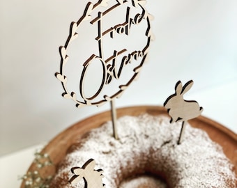 Couronne de feuilles Caketopper - Joyeuses Pâques