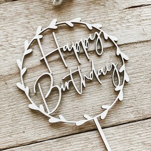 Caketopper Blätterkranz - Happy Birthday