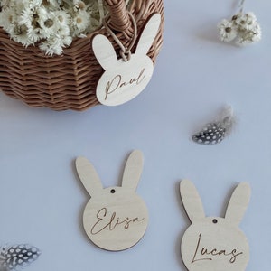 Cesta de Pascua personalizada Nido de Pascua I colgante conejito para cesta de Pascua I Decoración de Pascua I colgante de madera grabado imagen 5