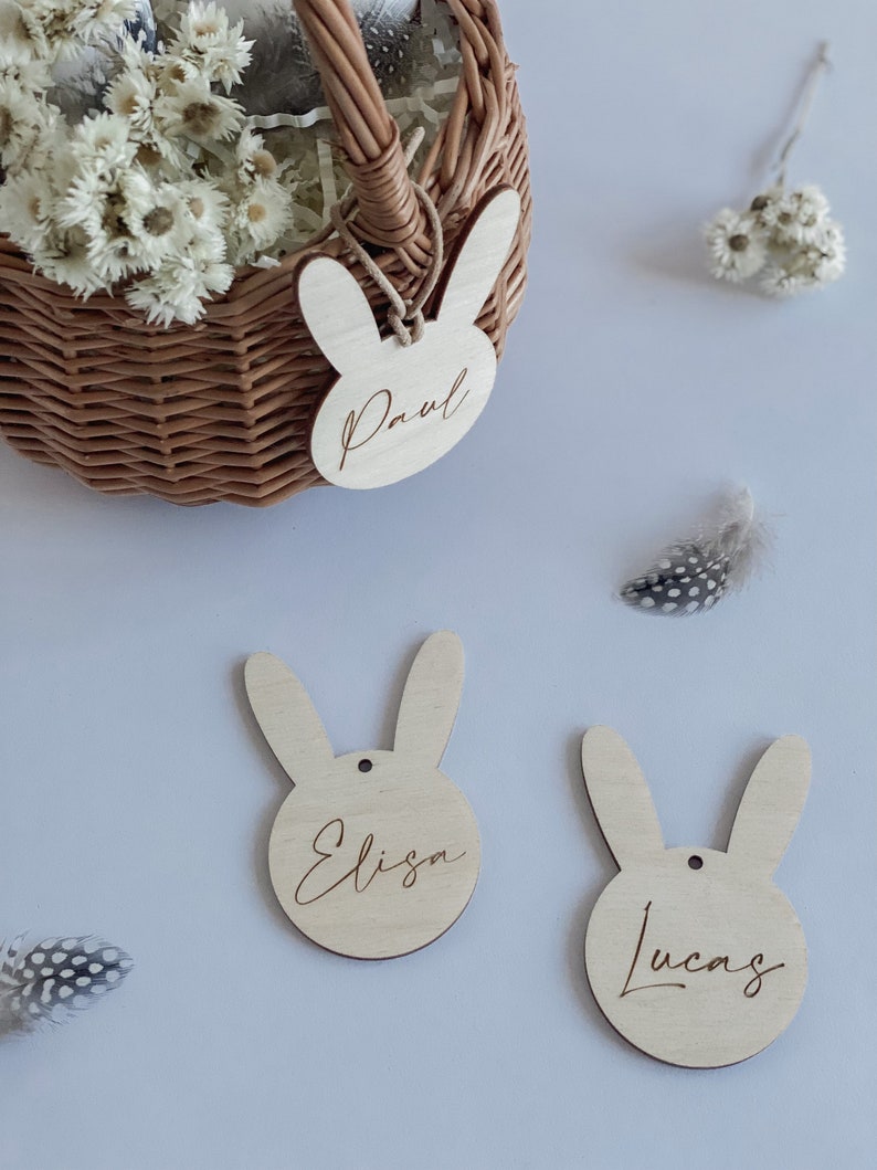 Personalized Easter basket Easter nest I bunny pendant for Easter basket I Easter decoration I engraved wooden pendant nur Anhänger