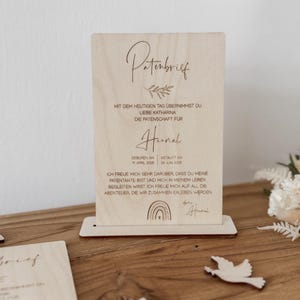 Carta de bautizo para el padrino hecha en madera | Regalo personalizado del niño al padrino | Regalo para madrina, padrino