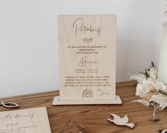 Certificato di battesimo per il padrino/la madrina in legno | Regalo personalizzato del bambino/a battezzato/a al/alla padrino/a | Regalo per la madrina, il padrino