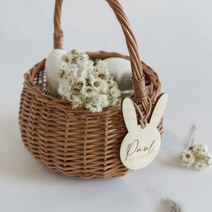 Personalized Easter basket Easter nest I bunny pendant for Easter basket I Easter decoration I engraved wooden pendant image 3