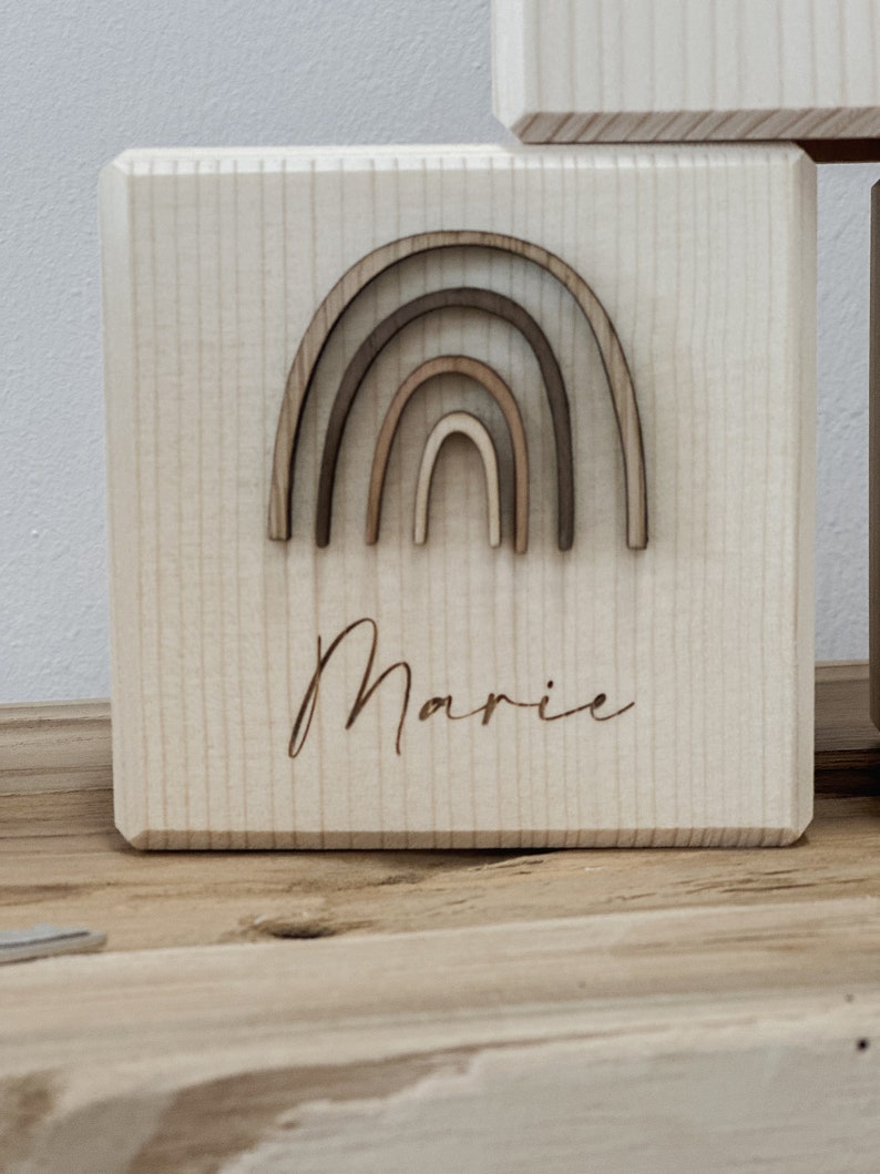 Personalized wooden money box I Money box with name I Gift for birth, baptism or school enrollment Regenbogen