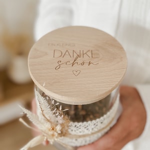 Storage jar &#39;A little thank you&#39; I Storage jar with engraved wooden lid I Gift idea for teachers, educators, colleagues I Souvenir