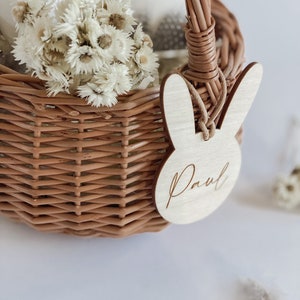 Personalized Easter basket Easter nest I bunny pendant for Easter basket I Easter decoration I engraved wooden pendant image 4