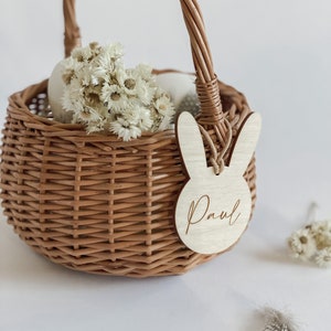 Personalized Easter basket Easter nest I bunny pendant for Easter basket I Easter decoration I engraved wooden pendant image 6