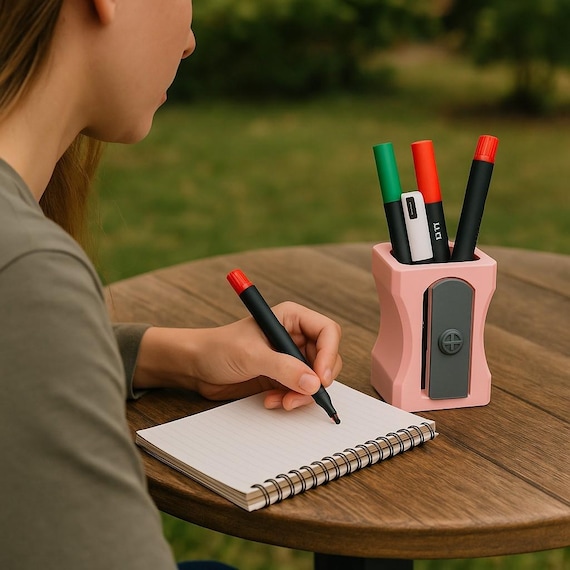 3D Printed Pencil Sharpener Pen Holder: Eco-Friendly Desk Organizer