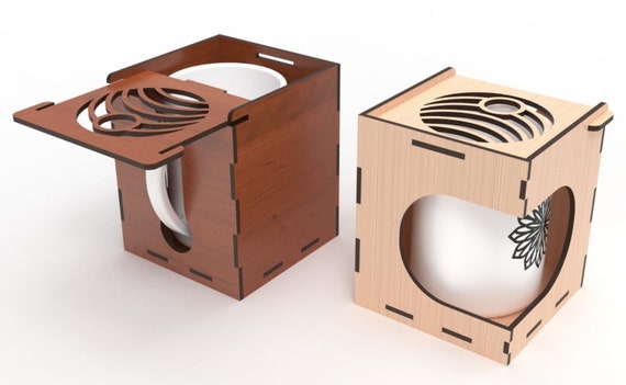 Plywood Mug Gift Box: Unique Cup Holder (Unpainted)