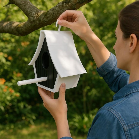 3D-Printed Hanging Birdfeeder: Unique Garden Decor (H= 22cm x W= 16.5cm x D= 23.5cm)
