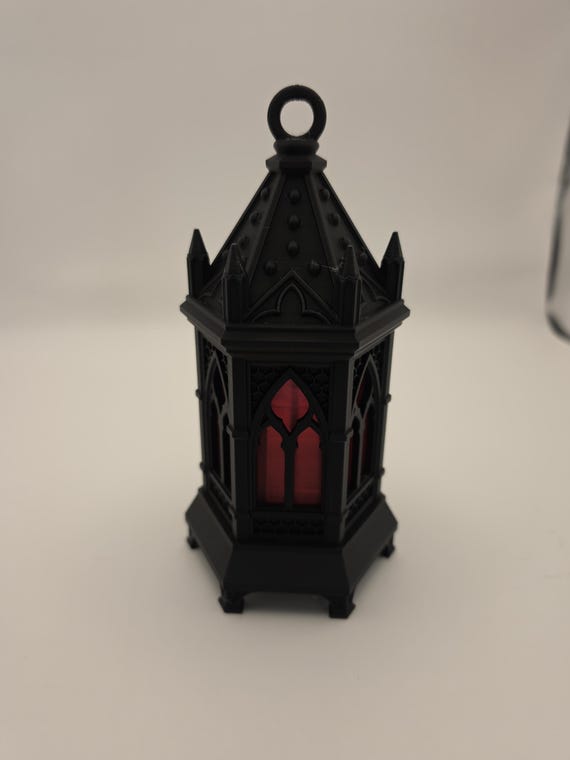 Gothic Black & Red Mini Lantern • Tealight Ornament • Ornate  Decor • Dark Aesthetic Home Accent • Spooky Room Decor • Gothic Gift