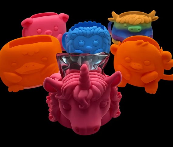 Whimsical Animal Capri Sun holders – Unicorn, Monkey, Hedgehog, Pig, Cow & Platypus