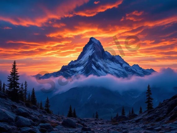 Sunset Over Mountains